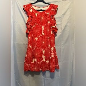 J Crew Floral Print Flutter Dress Keyhole Womens Style J0841 Sz Small red/white